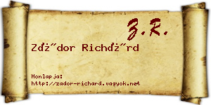 Zádor Richárd névjegykártya